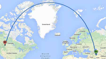 فاصله ایران تا تورنتو